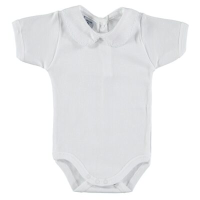 Babidu Short Sleeve Peter Pan Collar Vest, White