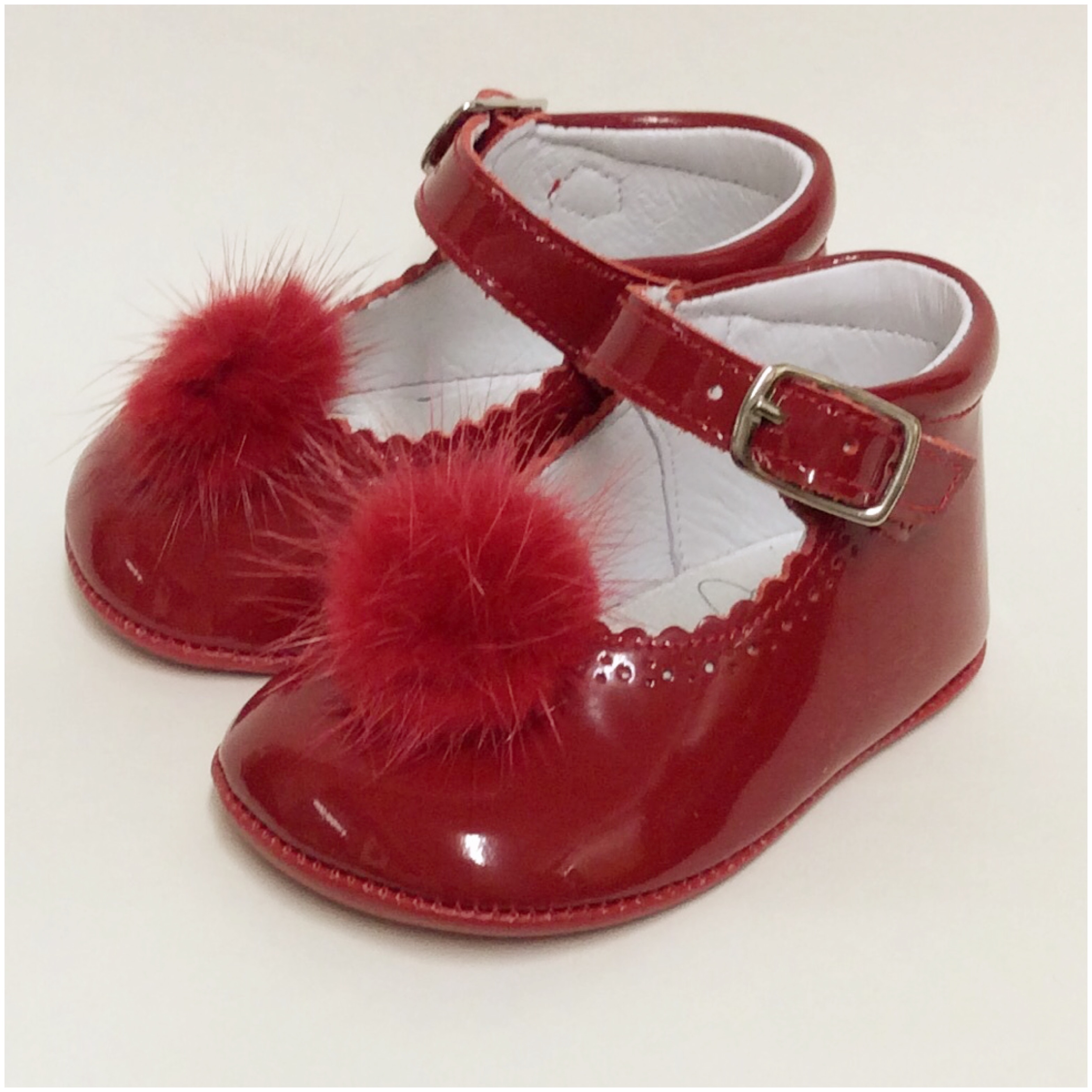 Pom Pom Pram Shoes, Red – Bobbyann