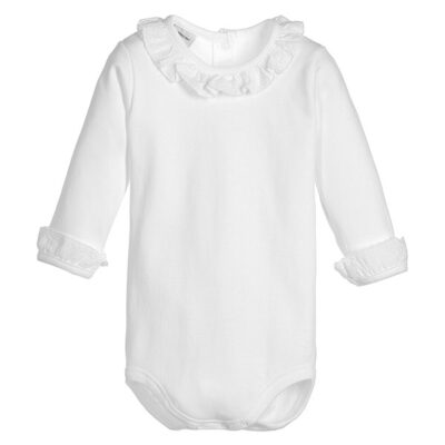 Babidu Long Sleeve Frill Collar Vest, White