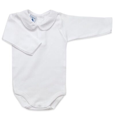 Babidu Long Sleeve Peter Pan Collar Vest, White
