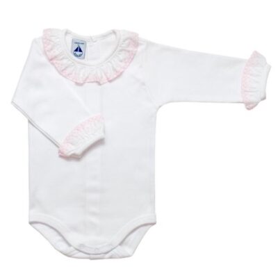 Babidu Long Sleeve Frill Collar Vest, Pink