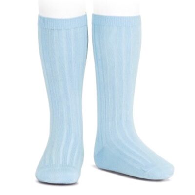 Tambino Plain Ribbed Socks, Blue