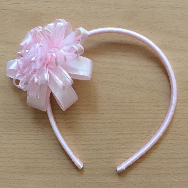 Ribbon Flower Headband, Pink & Ivory Bobbyann