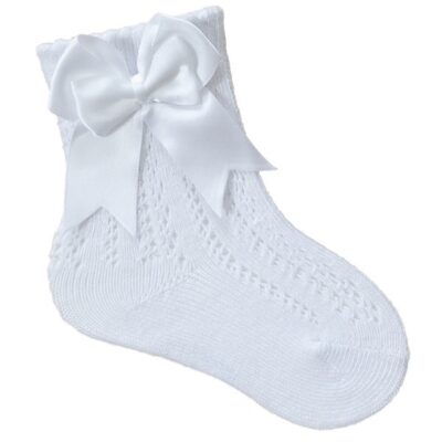 Tambino Open Work Ankle Socks, White