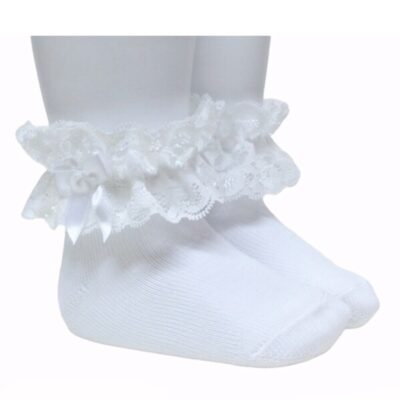 Meia Pata Lace Cuff Ankle Socks, White