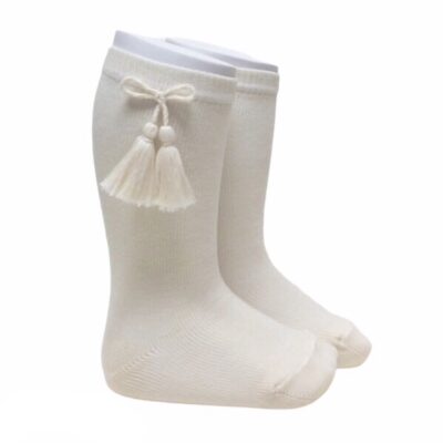 Meia Pata Tassel Socks, Cream