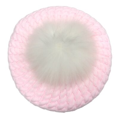 Rahigo Pink & Cream Fur Beret