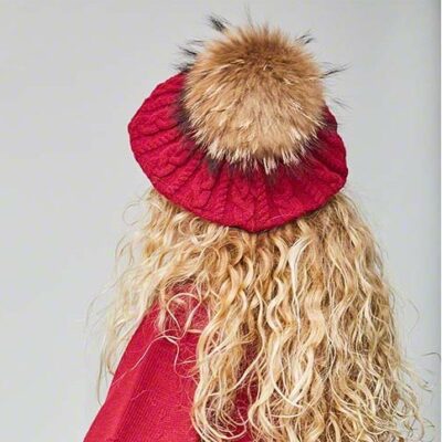 Rahigo Red & Camel Fur Beret