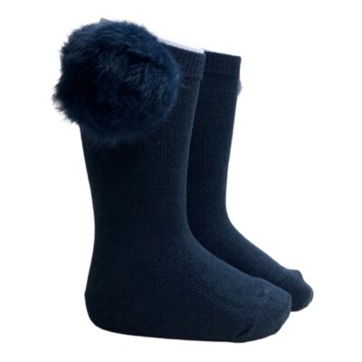 Meia Pata Fur Pom Pom Socks, Navy