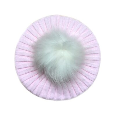 Rahigo Pink & Cream Ribbed Beret