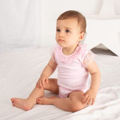 Caramelo Lace Trim Bodysuit, Pink