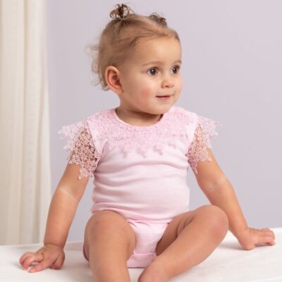 Caramelo Crochet Lace Bodysuit, Pink