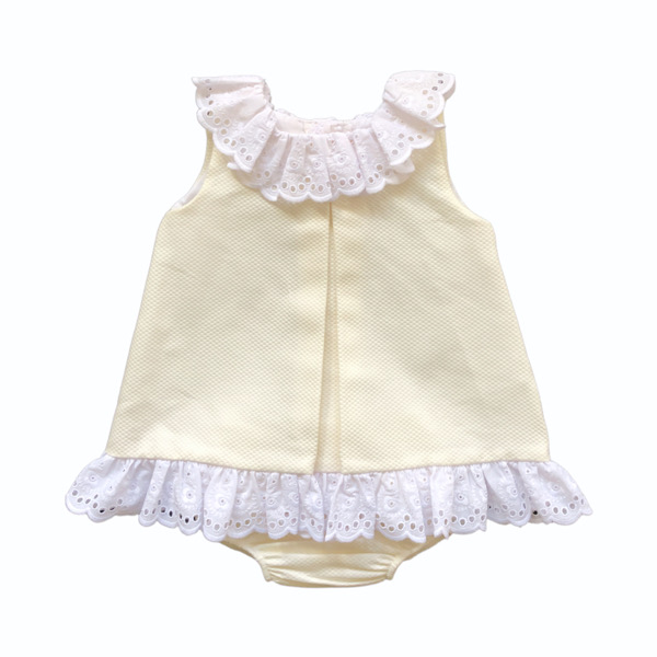 Lor Miral Broderie Dress Set, Cream - Bobbyann