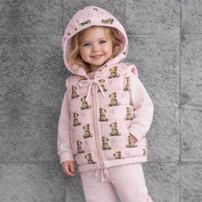 Arlo The Bear Pink Gilet