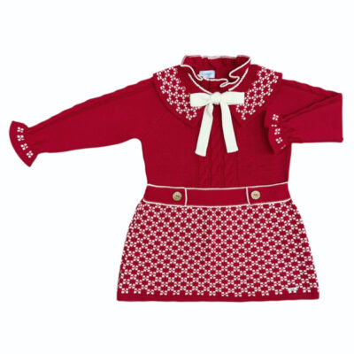 Rahigo Red & Cream Girls Dress