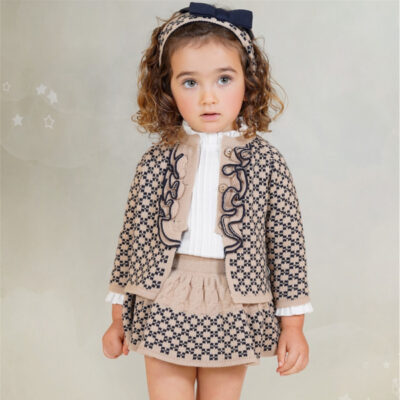 Rahigo Preorder Camel & Navy 3 Piece Baby Skirt Set