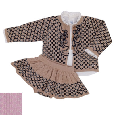 Rahigo Preorder Pink & Cream 3 Piece Baby Skirt Set
