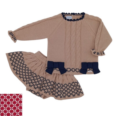 Rahigo Preorder Red & Cream 2 Piece Baby Skirt Set