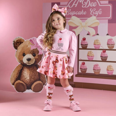 A-Dee Bear Print Skirt Set