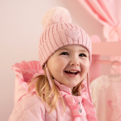 Little-A Pink Lurex Pom Pom Hat