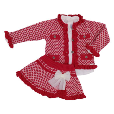 Rahigo Preorder 3 Piece Girls Skirt Set, Red Tulle
