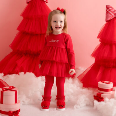 Little-A Preorder Red Tulle Legging Set