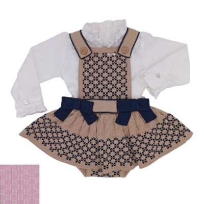 Rahigo Preorder Pink & Cream 2 Piece Baby Pinafore Set