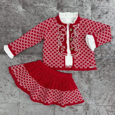 Rahigo Red & Cream 3 Piece Baby Skirt Set