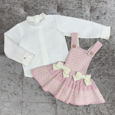 Rahigo Pink & Cream 2 Piece Baby Pinafore Set
