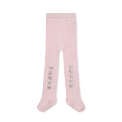 Little-A Preorder Pink Diamanté Bow Tights