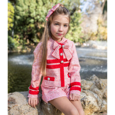 Naxos Preorder Red Tweed 3 Pce Short Set