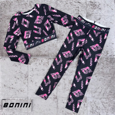 Bonini Black Letter Legging Set