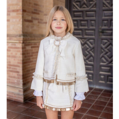 Naxos Preorder Cream Tweed 3 Pce Skirt Set