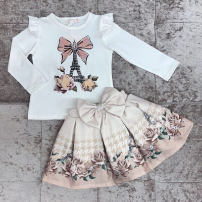 Beige Paris Skirt Set