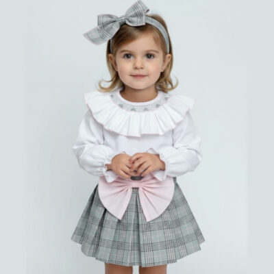 Naxos Grey Check Skirt Set