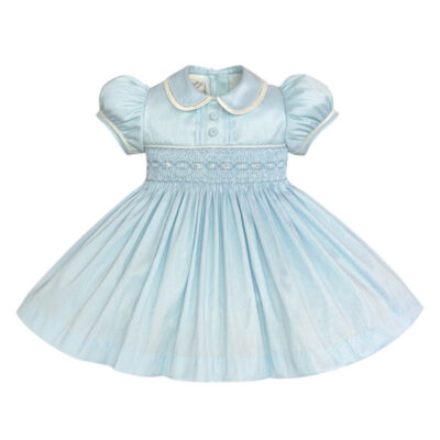 Pretty Originals Blue Silk Smocked Dress