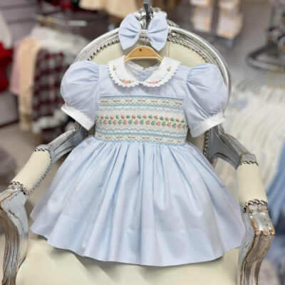 Blue Hand Smocked Dress