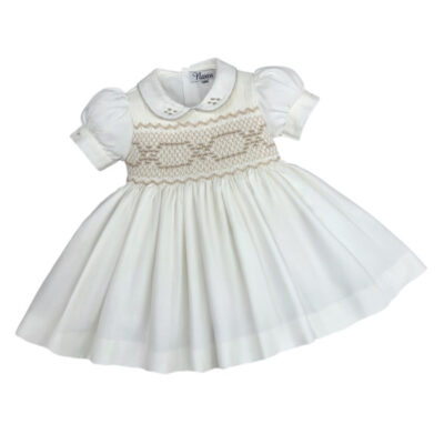 Naxos Cream & Beige Smocked Dress