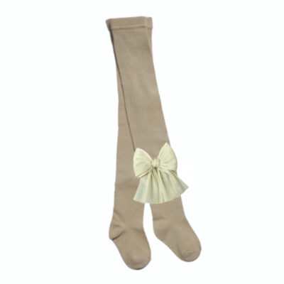Meia Pata Tulle Bow Tights, Beige