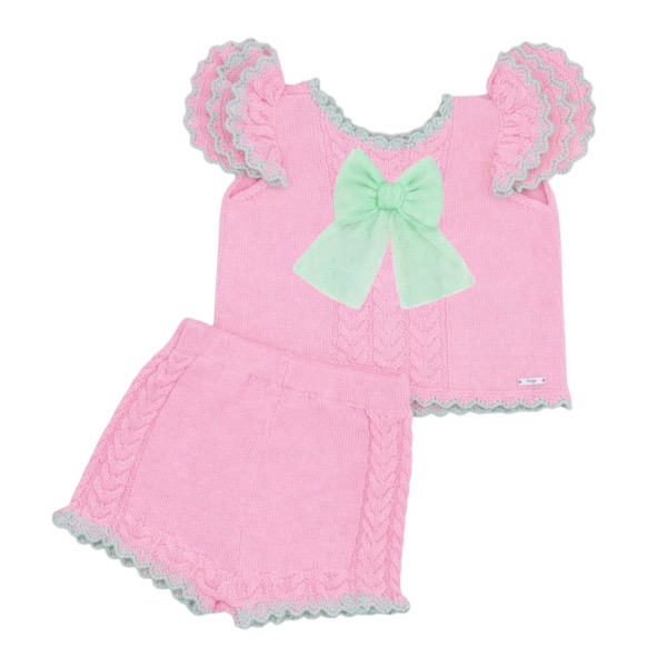 Rahigo Preorder Pink & Mint Tulle Short Set - Image 2