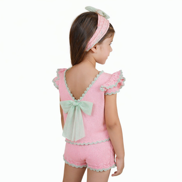 Rahigo Preorder Pink & Mint Tulle Short Set - Image 3