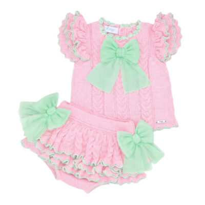 Rahigo Preorder Pink & Mint Tulle Jam Pants Set