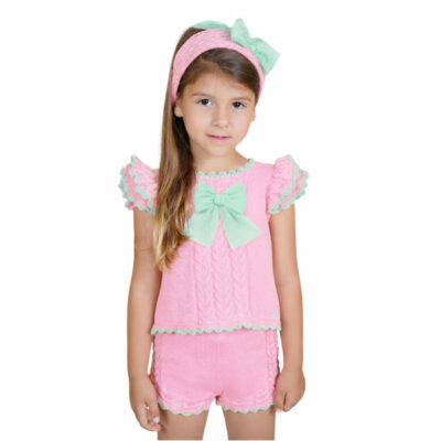 Rahigo Preorder Pink & Mint Tulle Short Set