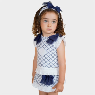 Rahigo Preorder White & Navy Jam Pants Set