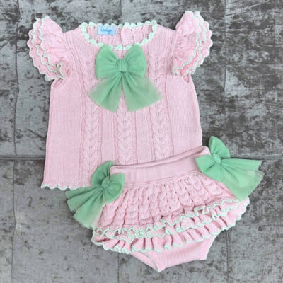 Rahigo Pink & Mint Tulle Jam Pants Set