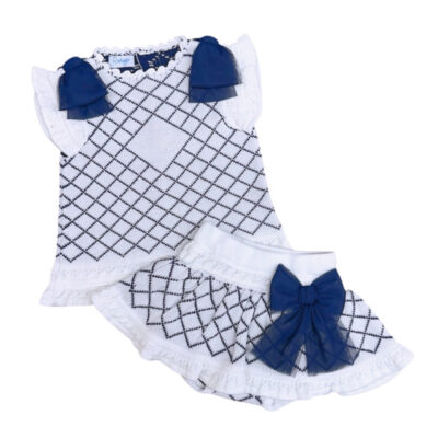 Rahigo White & Navy Jam Pants Set