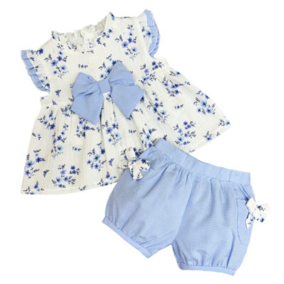 Mintini Blue Floral Bloomer Set