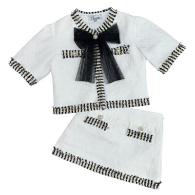 Naxos Black & White Jaquard Skirt Suit