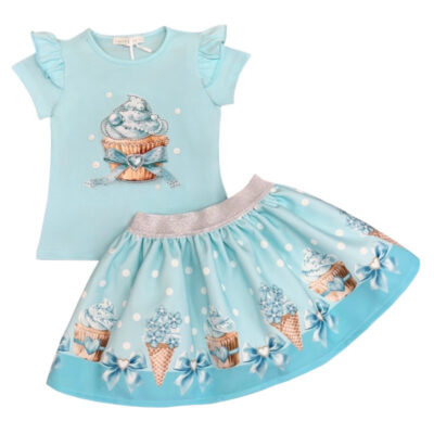 Cupcake Skirt Set, Mint