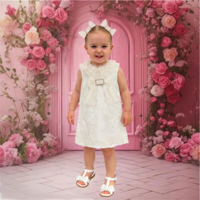 Naxos White & Gold Tulle A-Line Dress